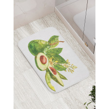 Watercolor Style and Leafy Bath Mat