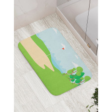 Field Trees Flag Bath Mat