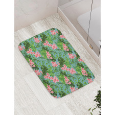 Exotic Pastel Plumeria Pattern Bath Mat