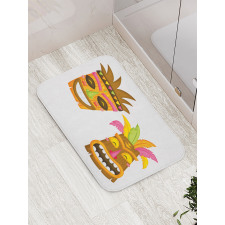 Exotic Colorful Hawaii Masks Bath Mat