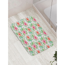 Hibiscus Monstera Palm Leaves Bath Mat