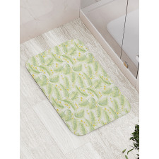 Botanical Plumeria Palm Leaves Bath Mat