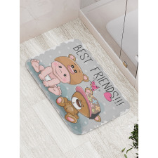 Teddy Bear Butterflies Bath Mat