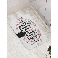 Round Geometric Tree Bath Mat