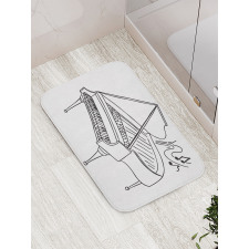 Monochrome Piano Drawing Bath Mat