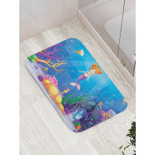 Cartoon Mermaid Fish Bath Mat