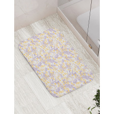 Pastel Tone Flowers Leaves Bath Mat