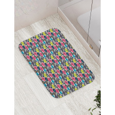 Abstract Grungy Flowers Art Bath Mat