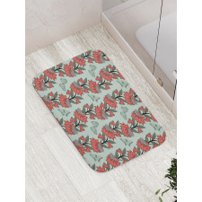 Flower Butterfly Silhouettes Bath Mat