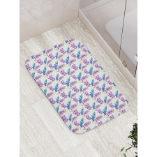 Violet Tone Flowers Pattern Bath Mat