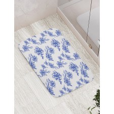 Blue Peonies Blossom Art Bath Mat