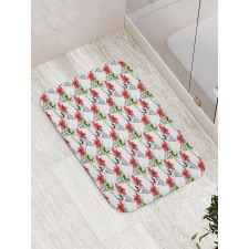 Blooming with Sketchy Leaves Bath Mat