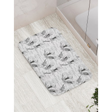 Retro Sketchy Crocus Flowers Bath Mat