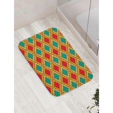 Stair Sided Tribal Shapes Bath Mat