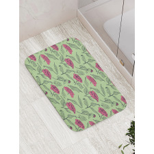 Romantic Peony Dotted Leaves Bath Mat