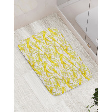 Summer Mimosa and Birds Art Bath Mat