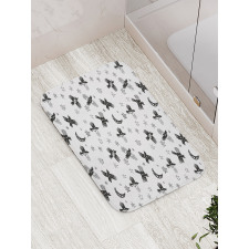 Abstract Birds Stars Crescent Bath Mat