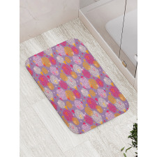 Blooming Flowers and Hearts Bath Mat