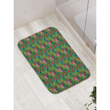 Hibiscus Plumeria Monstera Bath Mat