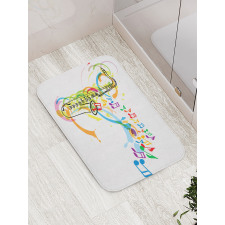 Saxophone Wavy Notes Bath Mat