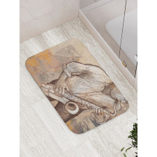 Jazz Musician on Street Bath Mat