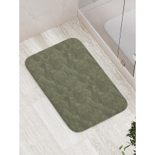 Monochrome  Leaves Bath Mat