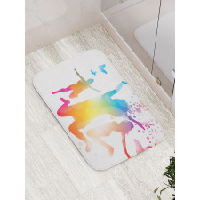 Jumping People Butterflies Bath Mat