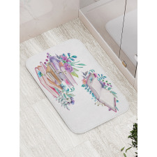 Watercolor Bookworm Floral Bath Mat