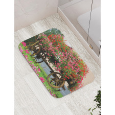 Flowers in Wooden Wagon Bath Mat