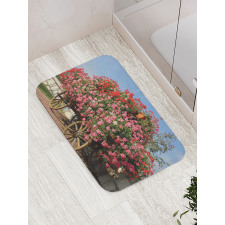 Old Wagon with Flowers Bath Mat