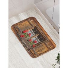 Wooden Hut with Window Bath Mat