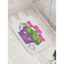 Flower Pot Smiling Art Bath Mat