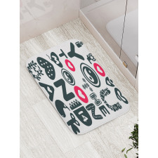 Symbols Elements Calligraphy Bath Mat