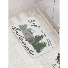 Rustic Lodge in Forest Bath Mat