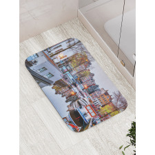 Small Boats on Amstel River Bath Mat