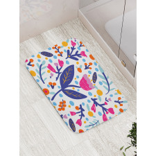 Doodle Style Flowers Blots Bath Mat