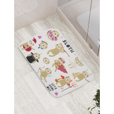 Lazy Animal Flowers Bath Mat