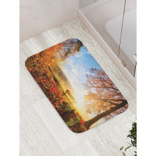 Autumn Forest Bench Bath Mat