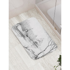 Black White Boat River Bath Mat