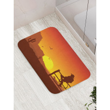 Wild West Sunset Scene Bath Mat