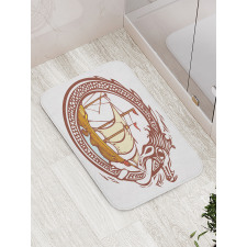 Sailing Boat Waves Dragon Bath Mat