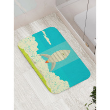 Flying Rocket Clouds Art Bath Mat