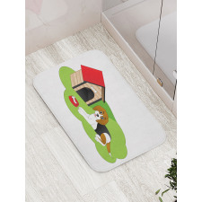 Dog House Bone Grass Graphic Bath Mat