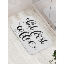 Black White Text Bath Mat