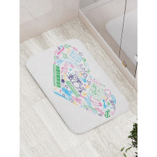 Colorful Instrument Drawings Bath Mat