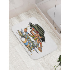 Wild Rock Musician Tattoos Bath Mat