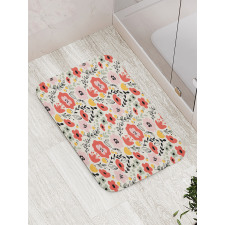 Flowers Herbs and Leaves Bath Mat