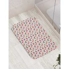 Modern Triangles and Flowers Bath Mat