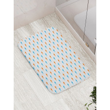 Bicolored Flock of Fish Motifs Bath Mat