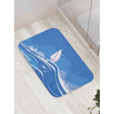 Clouds Seagulls Boat Bath Mat